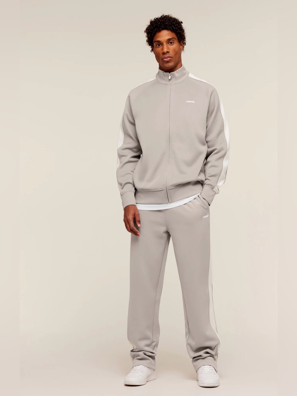 Gymshark Tricot Track Suit Set – Mushroom Grey | Jacket + Pants | Oversized